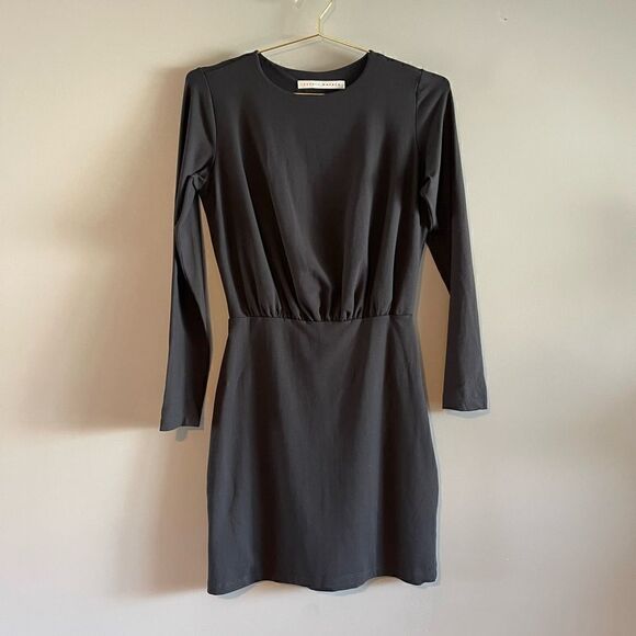 Susana Monaco Long Sleeve Mini Dress Cut-Out Back || SZ M || Charcoal Gray - Picture 2 of 9